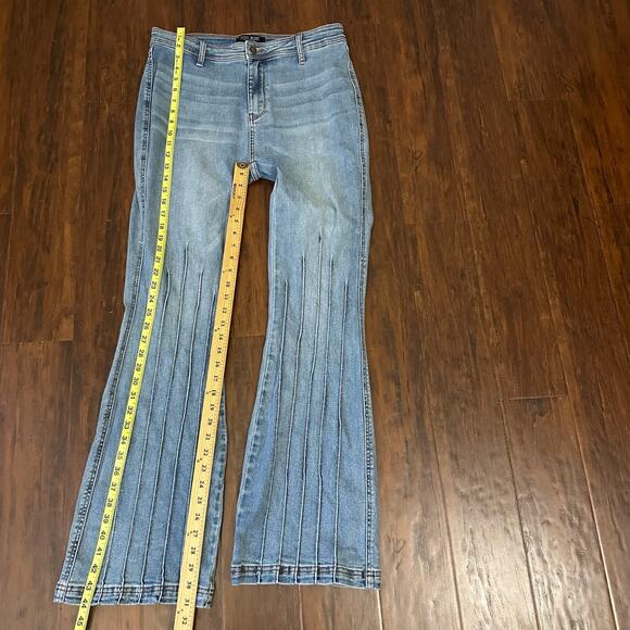 JUDY BLUE Bootcut Jeans Blue Denim Stretch High Rise Pleated Grunge - Picture 12 of 13